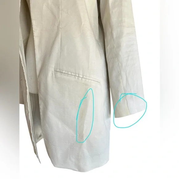 EILEEN FISHER Cream Open-Front Longline Coat Jacket Sz 10 Minimalist Italian - Picture 9 of 11